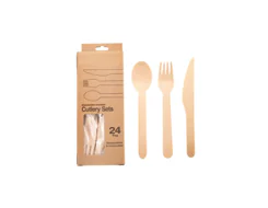 Retail Packaging Disposable Wooden Cutlery W65kfs 24